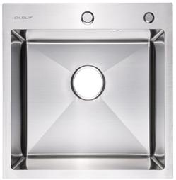 МОЙКА G-LAUF GL-5050 500*500*220 Матовый декор нерж., Стали: Верх-3.0 мм, чаша 0,6мм., слива 110 мм, отв. 28 мм дозатор/фильтр (без сифона)